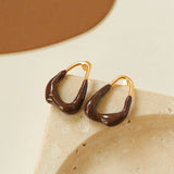 Niche Geometric Irregular Enamel Glazes Earrings-Dark Coffee - floysun