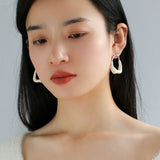 Niche Geometric Irregular Enamel Glazes Earrings-White - floysun