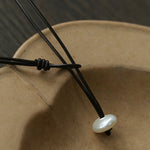 Niche Long Knotted Leather Pearl Short Necklace - floysun