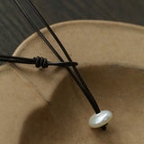 Niche Long Knotted Leather Pearl Short Necklace - floysun