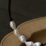 Niche Long Knotted Leather Pearl Short Necklace - floysun