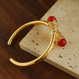 Niche Metal Wind Lava Water Drop Agate Open Bangle Bracelet - floysun