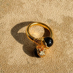 Niche Metal Wind Lava Water Drop Agate Open Ring - floysun