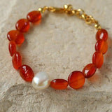 Oblate Onyx and Baroque Pearl Fusion Bracelet - floysun