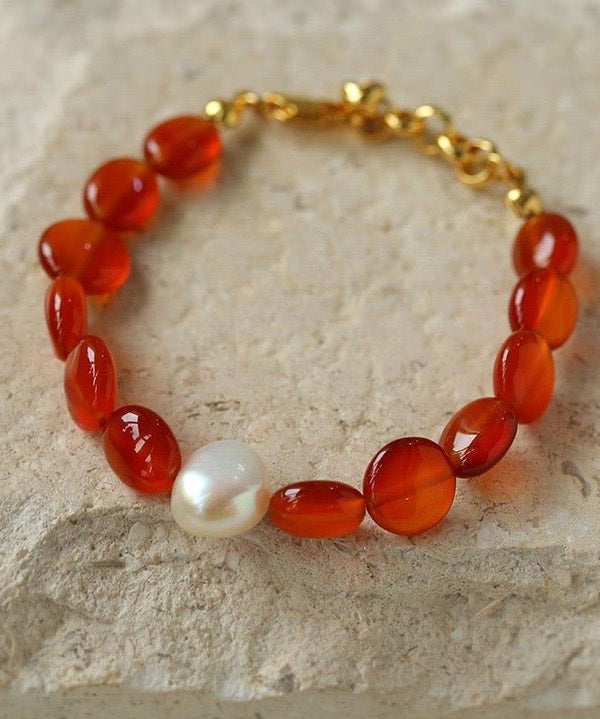 Oblate Onyx and Baroque Pearl Fusion Bracelet - floysun