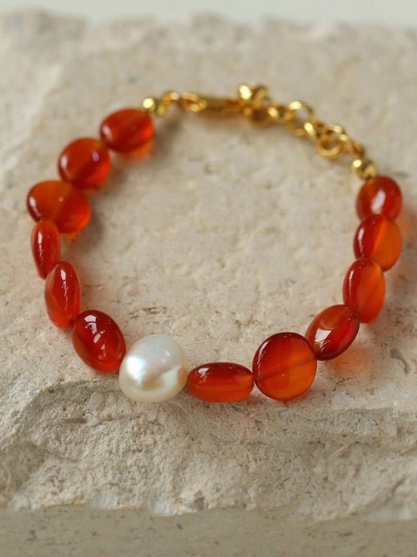 Oblate Onyx and Baroque Pearl Fusion Bracelet - floysun