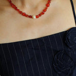 Oblate Onyx and Baroque Pearl Fusion Necklace - floysun