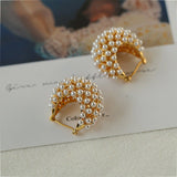 Openwork Kettlebell Pearl Hoops Earrings