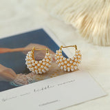 Openwork Kettlebell Pearl Hoops Earrings