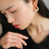 Openwork Kettlebell Pearl Hoops Earrings