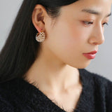 Openwork Kettlebell Pearl Hoops Earrings