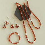 Orange Red Garnet Cat's Eye Silver Beaded Bracelets - floysun