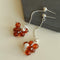 Orange Red Garnet Silver Hoops Earrings Long Drop Earrings - floysun