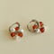 Orange Red Garnet Silver Hoops Earrings Long Drop Earrings - floysun