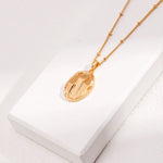 Oval 3D Striped Pendant Necklace - floysun