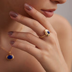 Oval Glossy Lapis Lazuli Ring - floysun