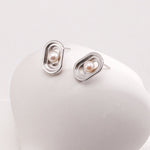 Oval Hollow Pearl Stud Earring - floysun