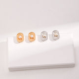 Oval Hollow Pearl Stud Earring - floysun