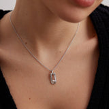 Oval Line Twisted Pearl Pendant Necklace - floysun