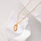 Oval Line Twisted Pearl Pendant Necklace - floysun