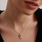 Oval Line Twisted Pearl Pendant Necklace - floysun