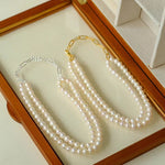 Oval Link Chain Splicing Double Layer Pearl Choker - floysun