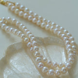 Oval Link Chain Splicing Double Layer Pearl Choker - floysun