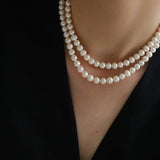 Oval Link Chain Splicing Double Layer Pearl Choker - floysun