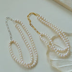 Oval Link Chain Splicing Double Layer Pearl Choker - floysun