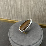 Oval Natural Wood Grain Stone Ring - floysun