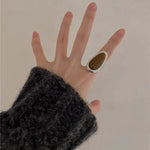 Oval Natural Wood Grain Stone Ring - floysun