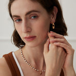 Oval Pendant Earrings Inlaid with Tiger's Eye Stones - floysun