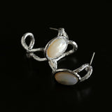 Oval White Mother - of - Pearl Twist Earrings - floysun