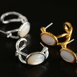 Oval White Mother - of - Pearl Twist Earrings - floysun