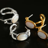 Oval White Mother - of - Pearl Twist Earrings - floysun