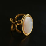 Oval White Mother - of - Pearl Twist Open Ring - floysun