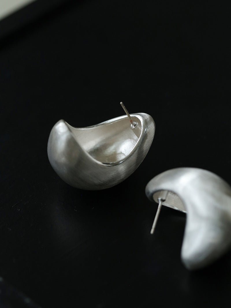 Oversized Silver Brushed Teardrop Earrings - floysun