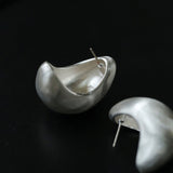 Oversized Silver Brushed Teardrop Earrings - floysun