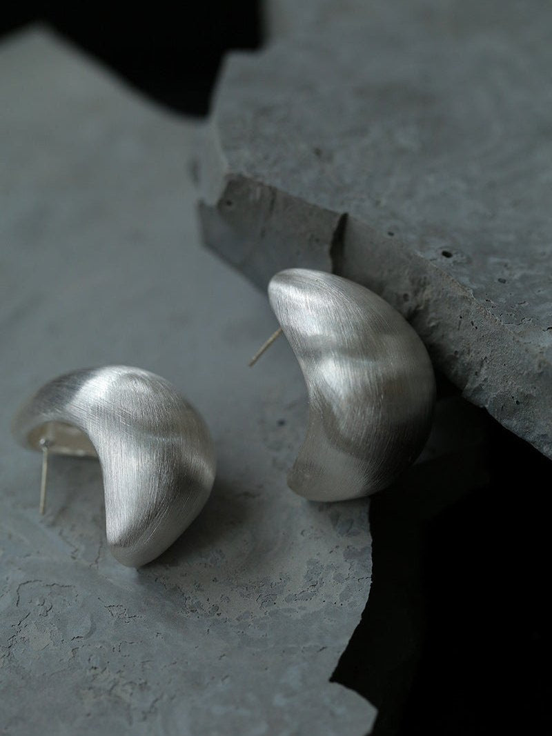 Oversized Silver Brushed Teardrop Earrings - floysun