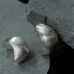 Oversized Silver Brushed Teardrop Earrings - floysun