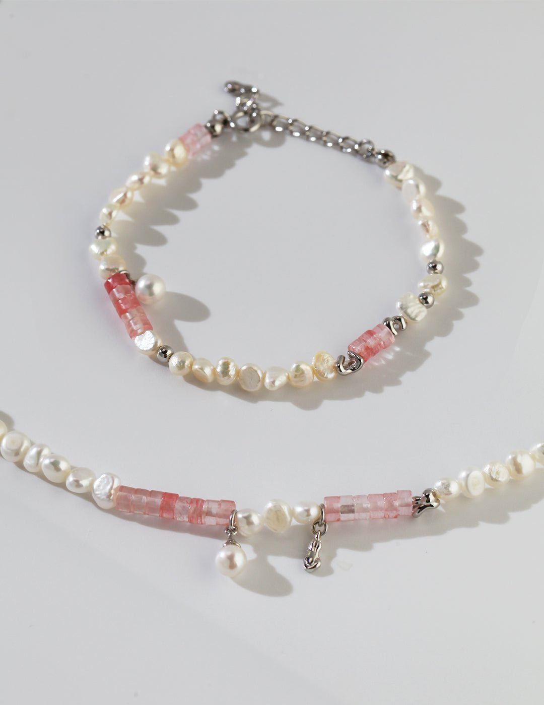 Peach Blossom Sterling Silver Pearl Bracelet - floysun