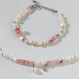 Peach Blossom Sterling Silver Pearl Bracelet - floysun