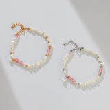 Peach Blossom Sterling Silver Pearl Bracelet - floysun