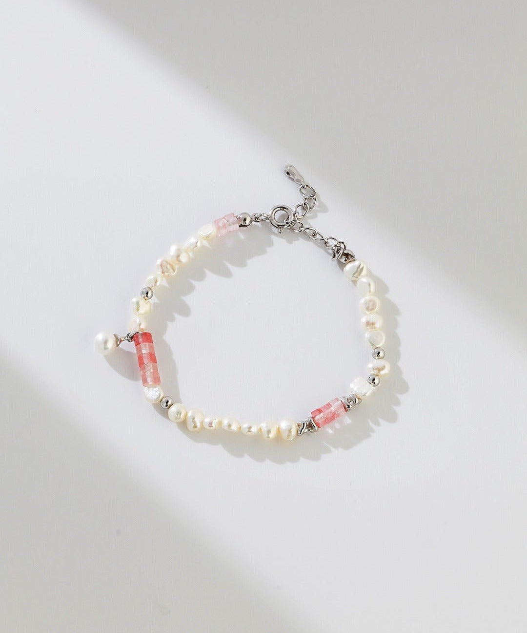 Peach Blossom Sterling Silver Pearl Bracelet - floysun