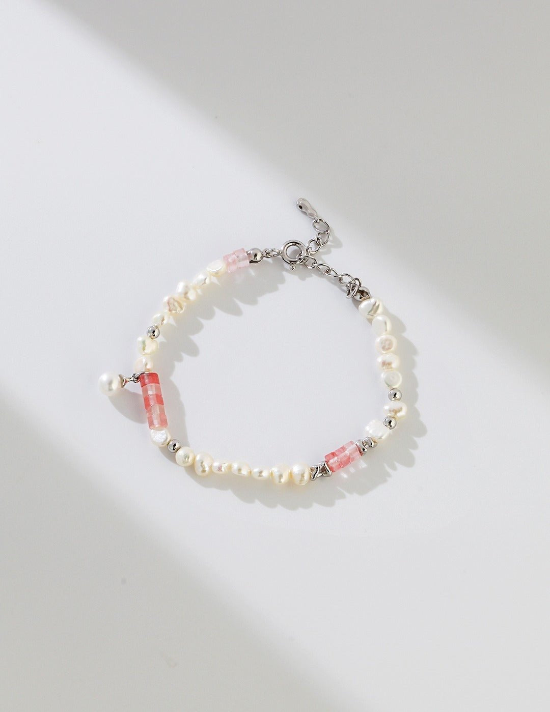 Peach Blossom Sterling Silver Pearl Bracelet - floysun