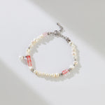 Peach Blossom Sterling Silver Pearl Bracelet - floysun