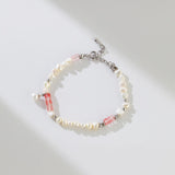 Peach Blossom Sterling Silver Pearl Bracelet - floysun