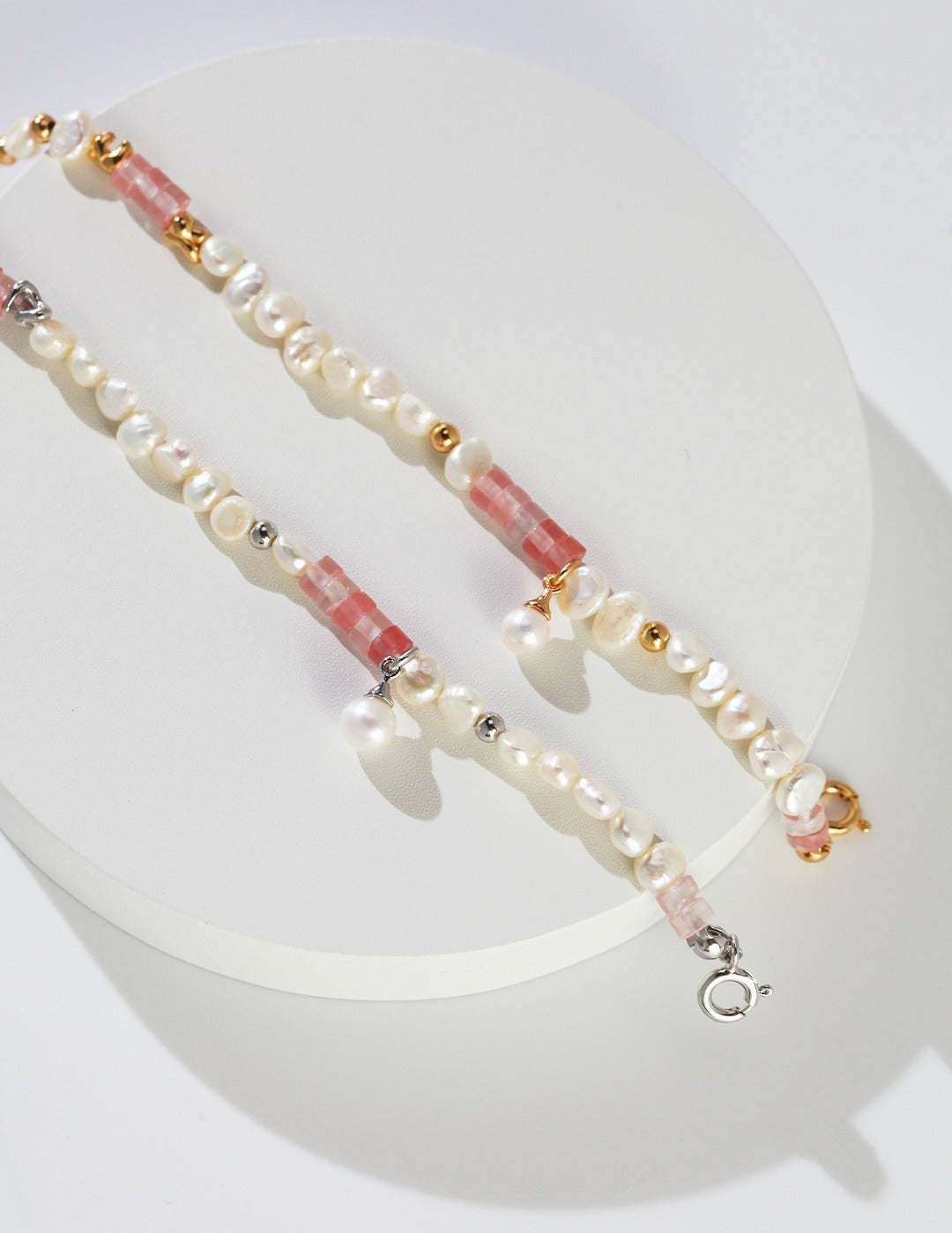 Peach Blossom Sterling Silver Pearl Bracelet - floysun