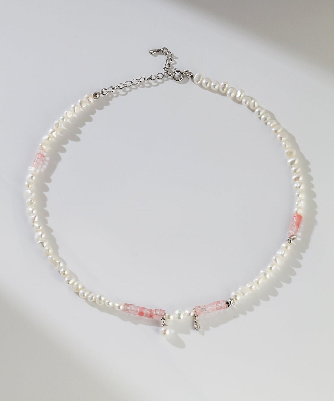 Peach Blossom Sterling Silver Pearl Necklace - floysun