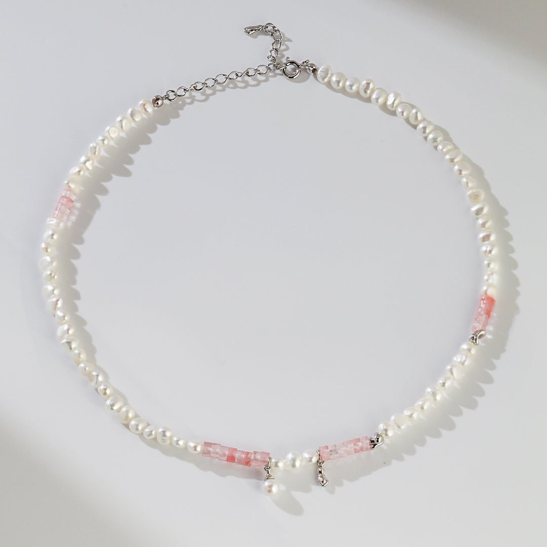 Peach Blossom Sterling Silver Pearl Necklace - floysun